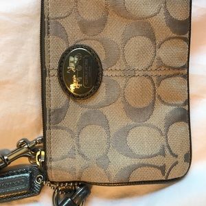 Grey/silver coach wristlet